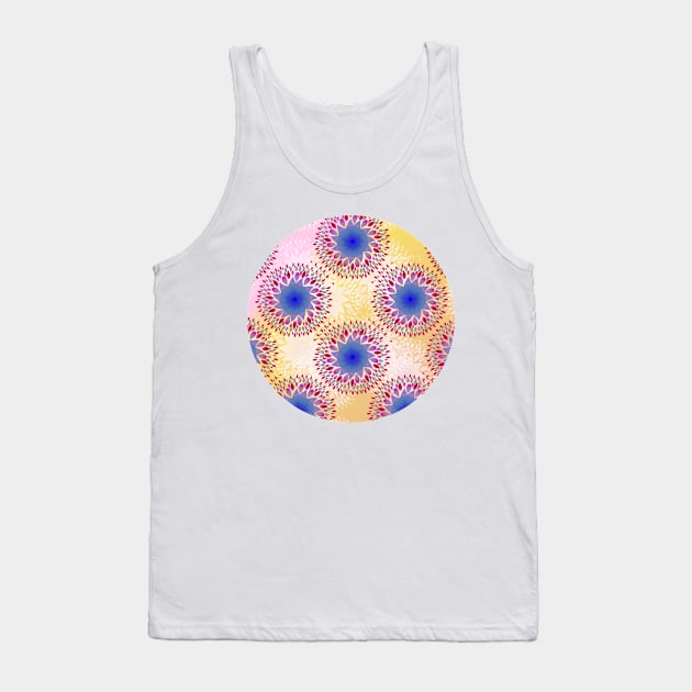 Teardrop Concentric Circle Pattern (Pink,Yellow) Tank Top by RoxanneG